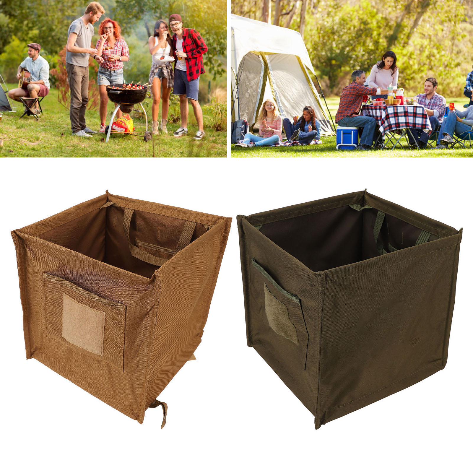 Outdoor Camping Bin - Outdoor Foldable Trash Can 33L Water