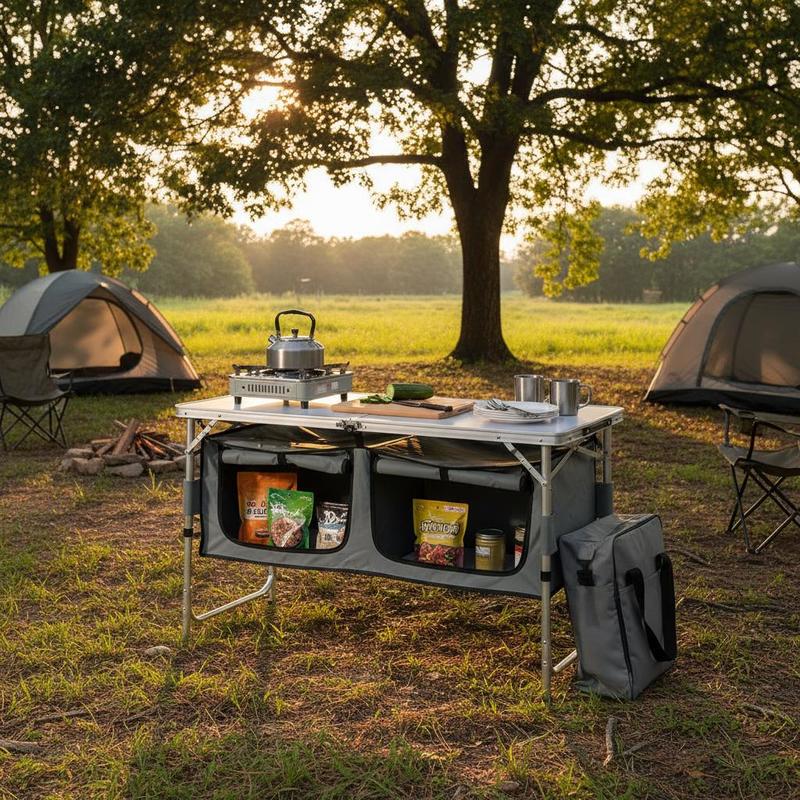 Outdoor Camping Kitchen Setup - Camping Kitchen Table, Quick set-up Folding