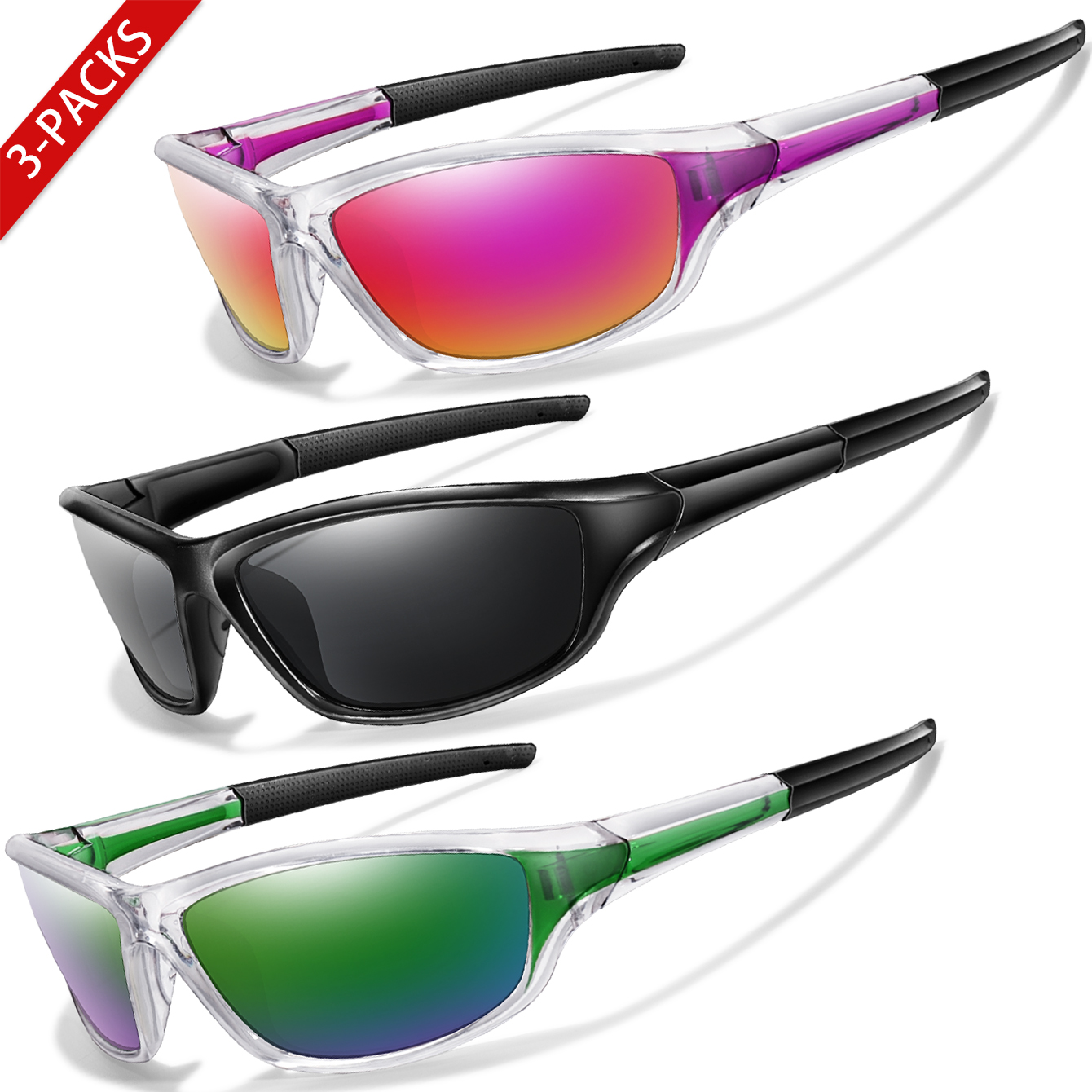Outdoor Camping Brands - 3 PCS Brand Polarized Cycling Sunglasses