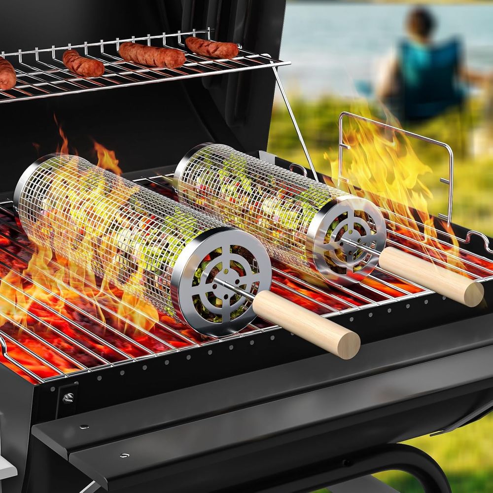 Outdoor Camping Grill - Set of 2 Stainless Steel BBQ
