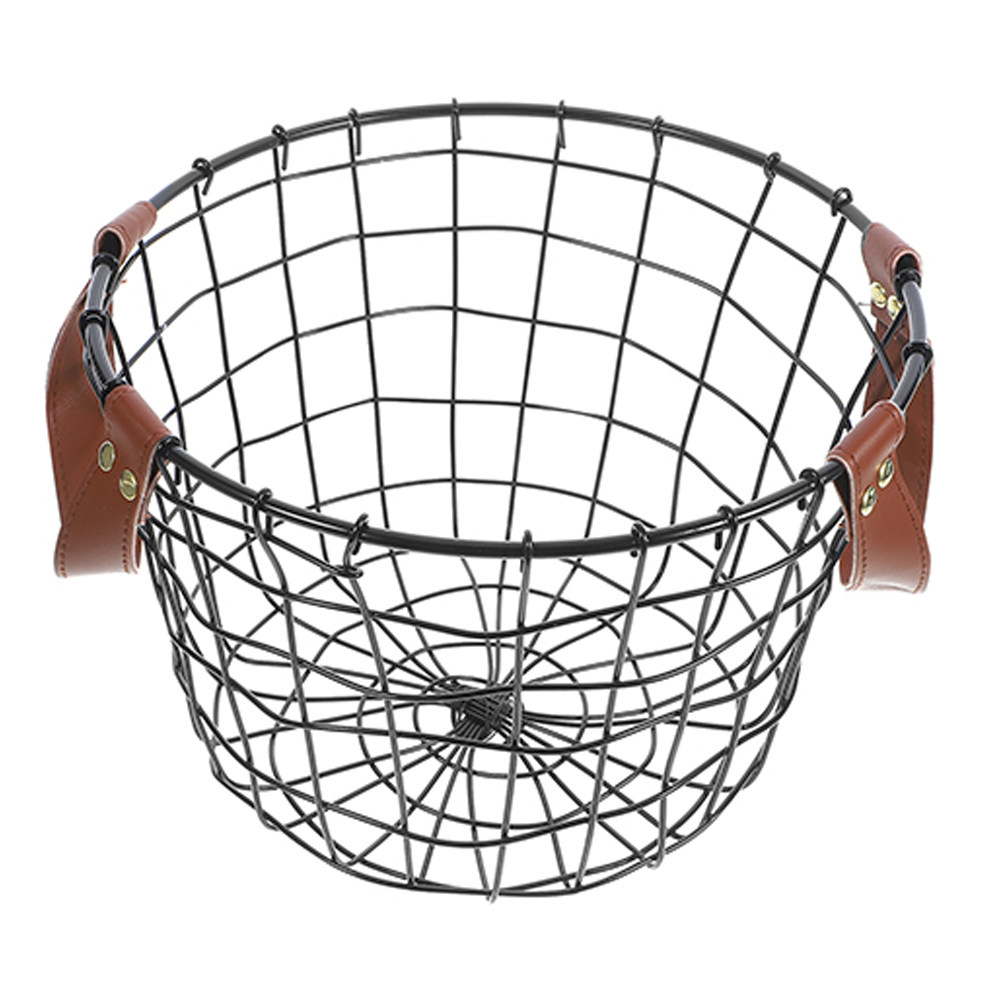 Outdoor Camping Bin - Large Round Iron Firewood Storage Basket