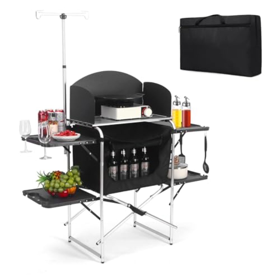Outdoor Camping Kitchen Setup - Camping Kitchen Table for Outdoor Cooking,