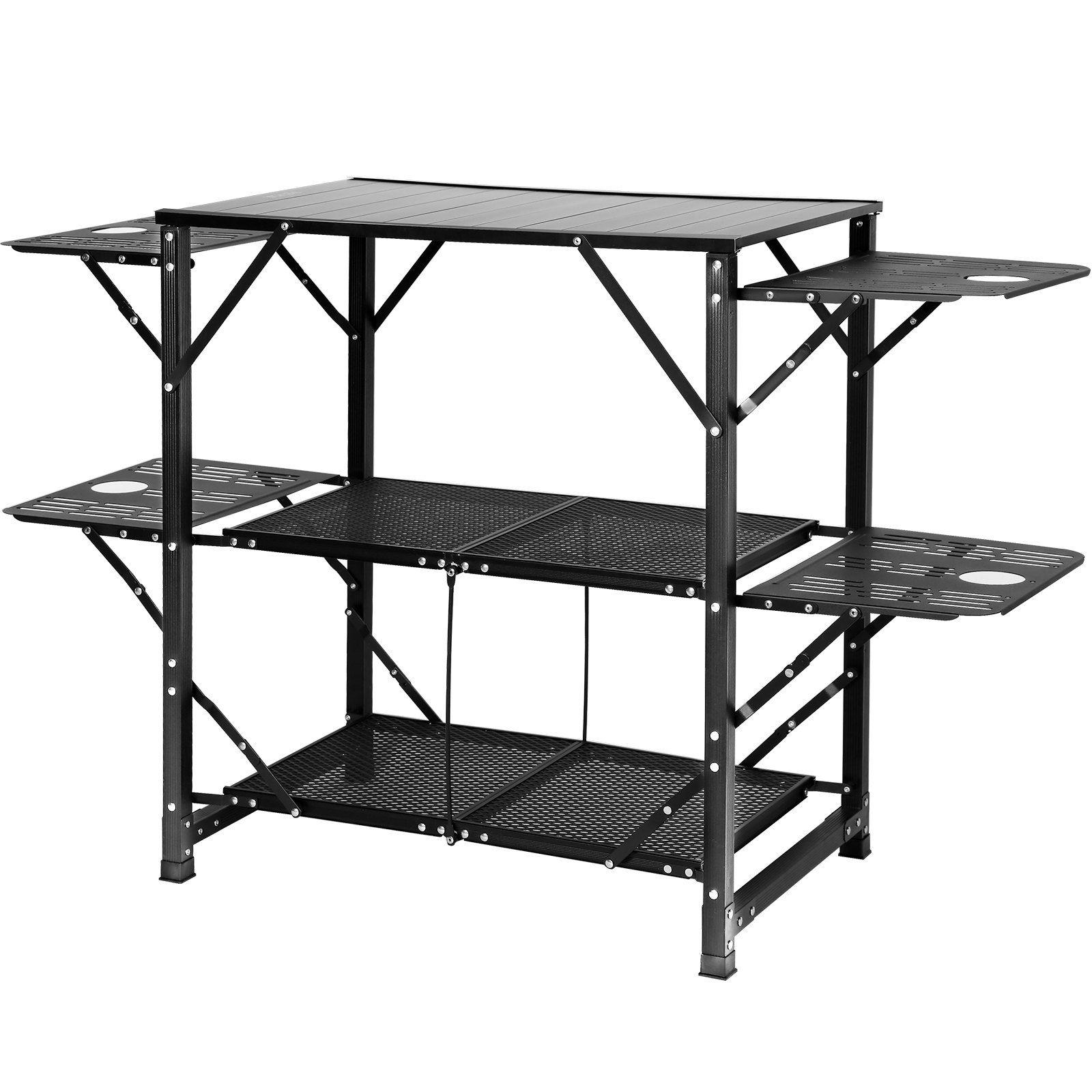 Outdoor Camping Kitchen Setup - All-in-one 49.6in Aluminum Camping Kitchen Hub,