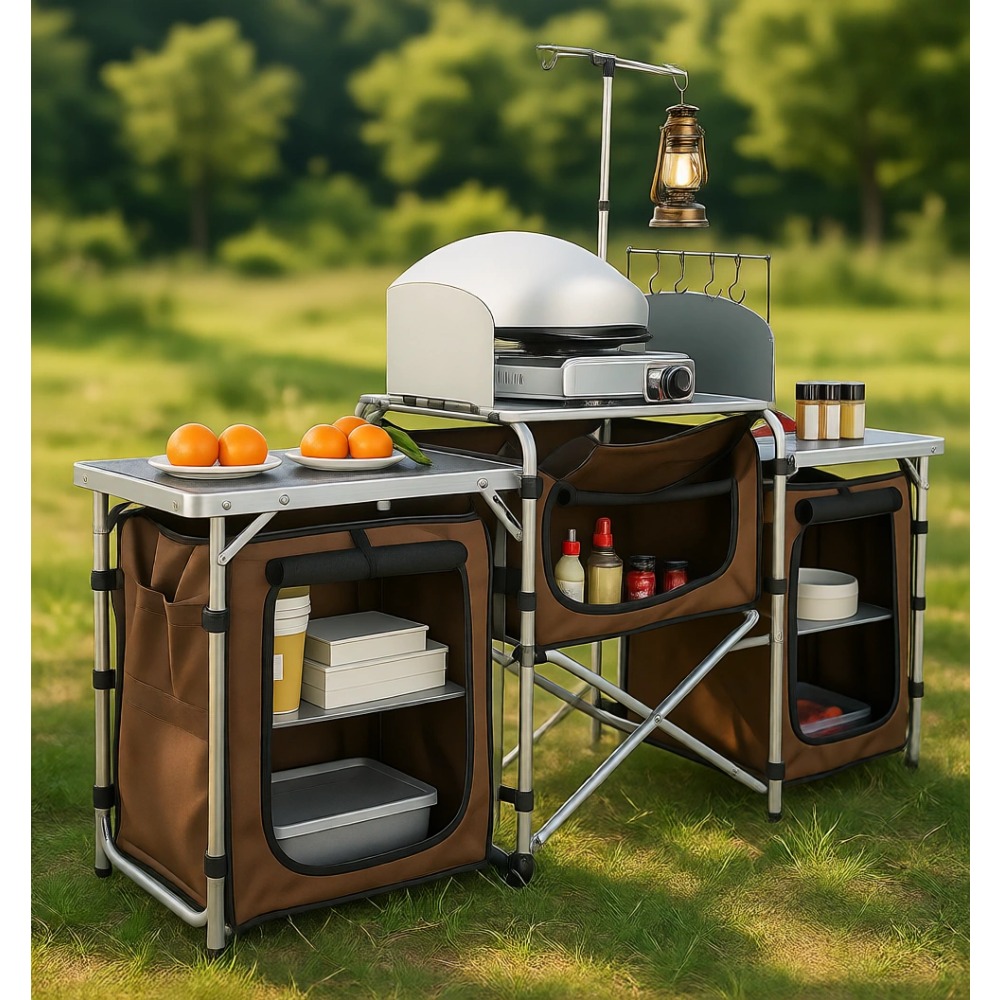 Folding Camping Kitchen Table  – обзор и цена Outdoor Camping Kitchen Setup