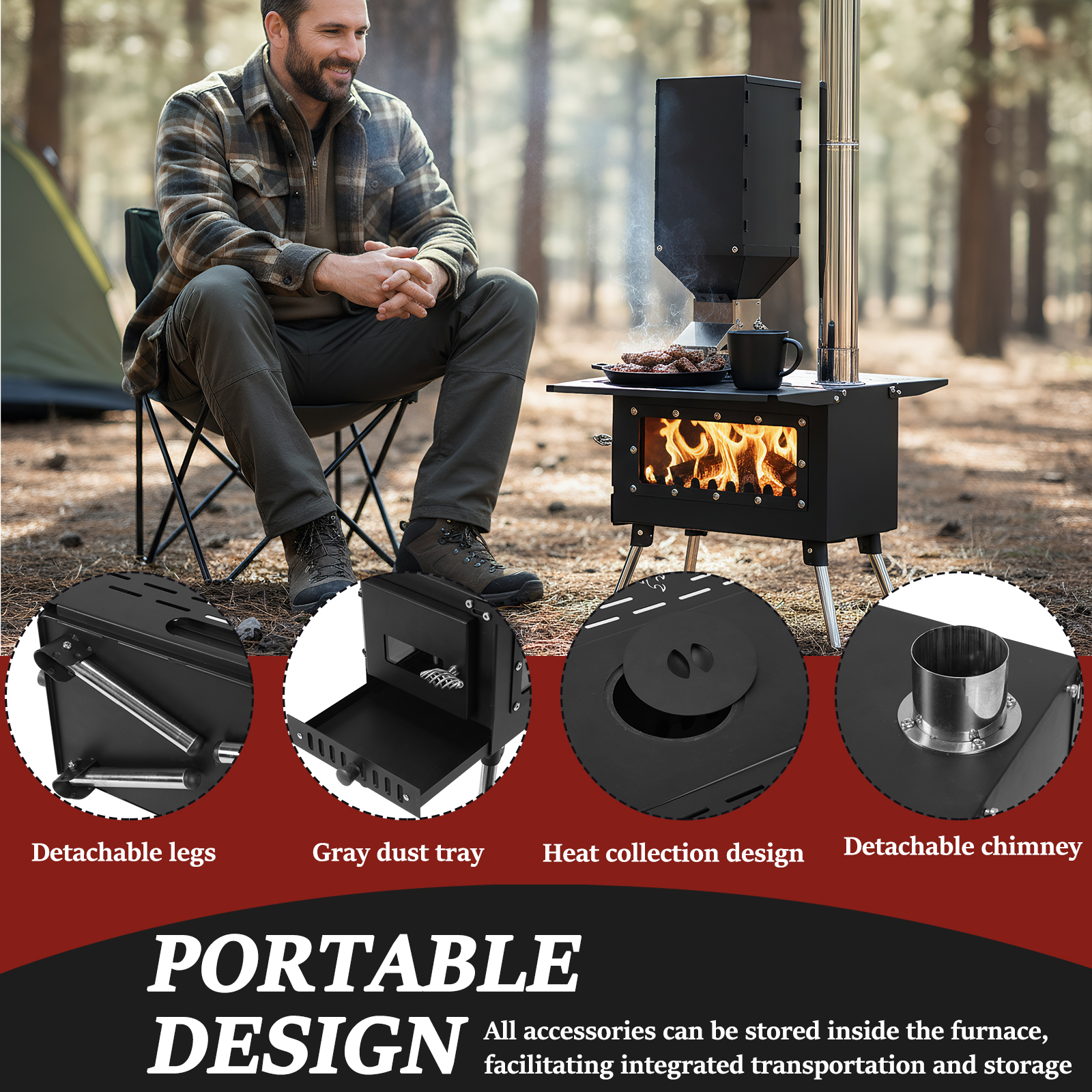 Firewood Stove with Stainless  – обзор и цена Outdoor Camping Bin