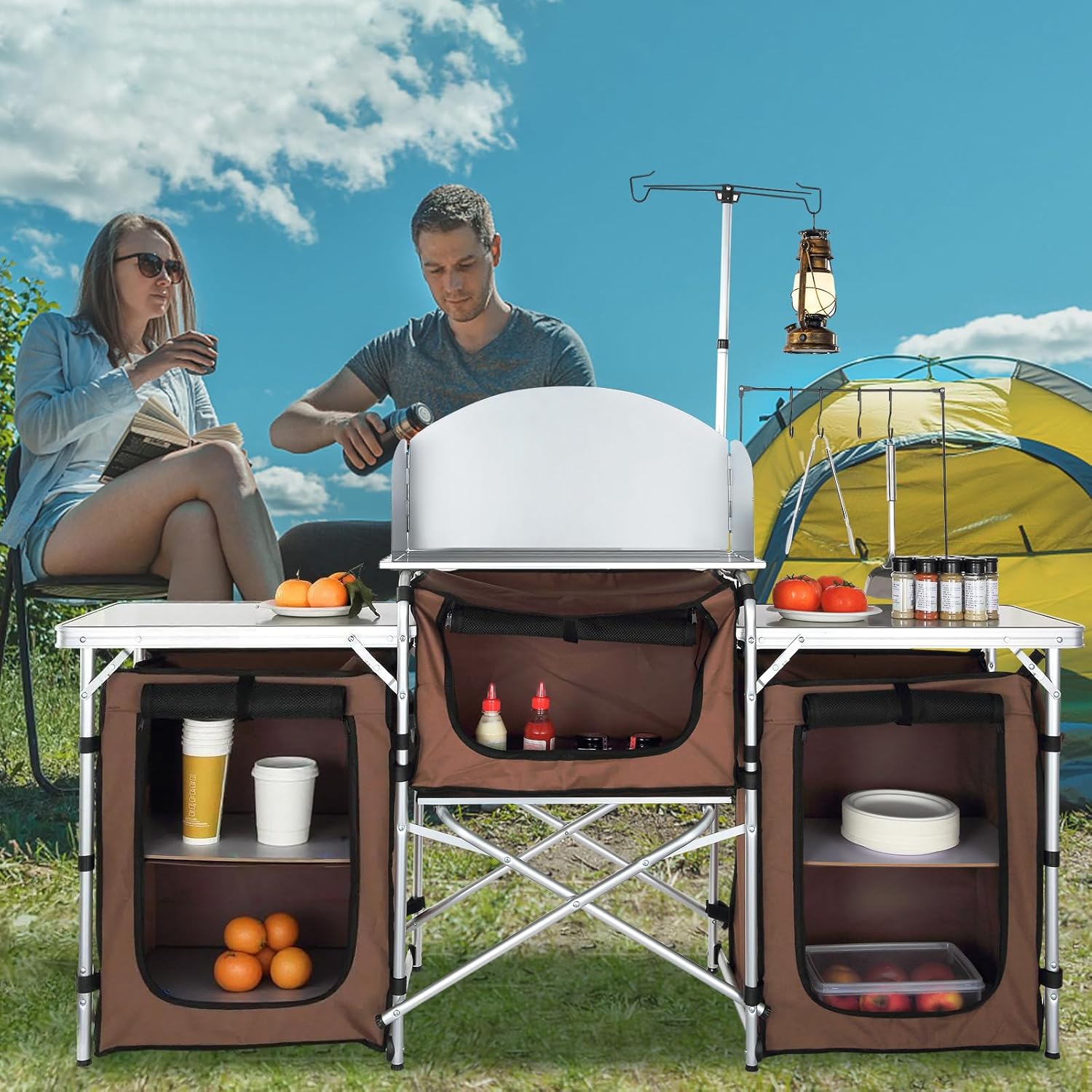Folding Camping Kitchen Table  – обзор и цена Outdoor Camping Kitchen Setup