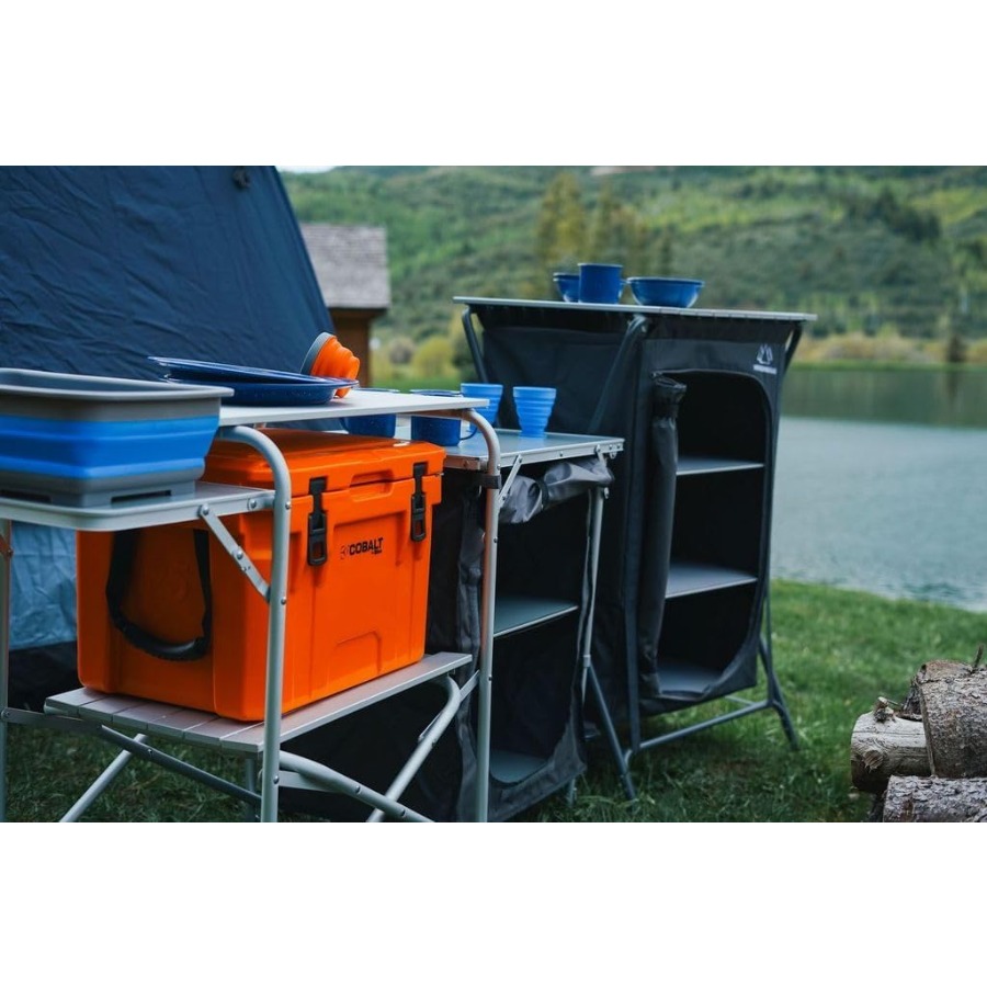 Deluxe Roll Top Kitchen Table  – обзор и цена Outdoor Camping Kitchen Setup