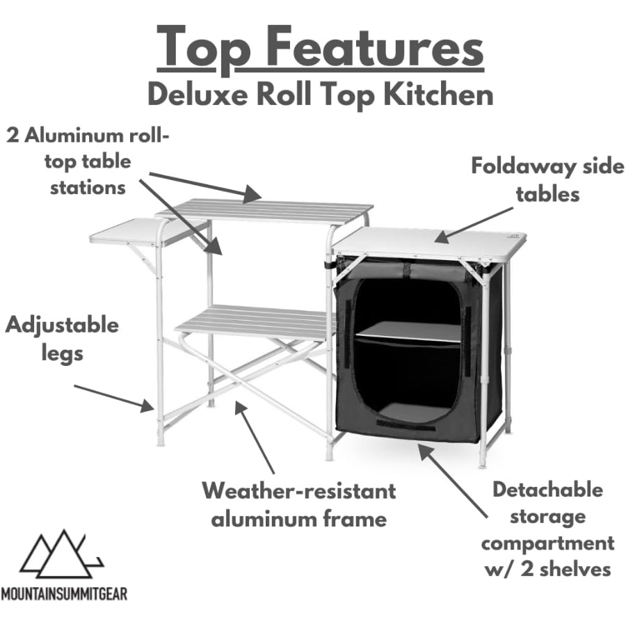 Deluxe Roll Top Kitchen Table  – обзор и цена Outdoor Camping Kitchen Setup