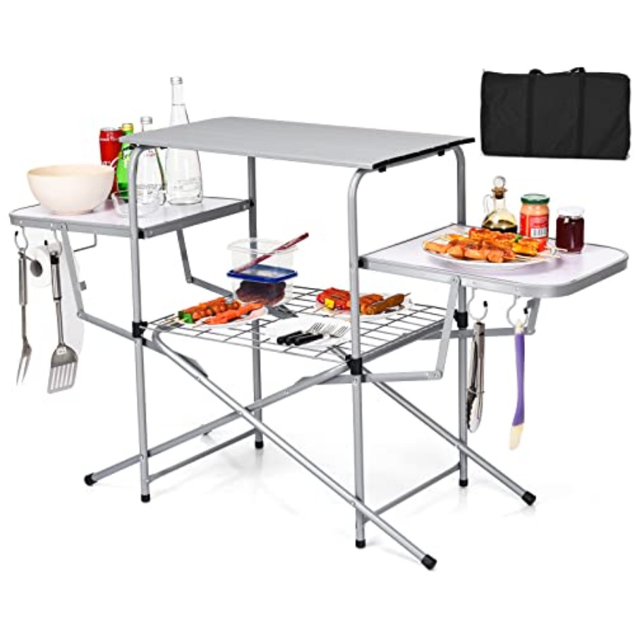 Folding Grill Table with 26''  – обзор и цена Outdoor Camping Kitchen Setup
