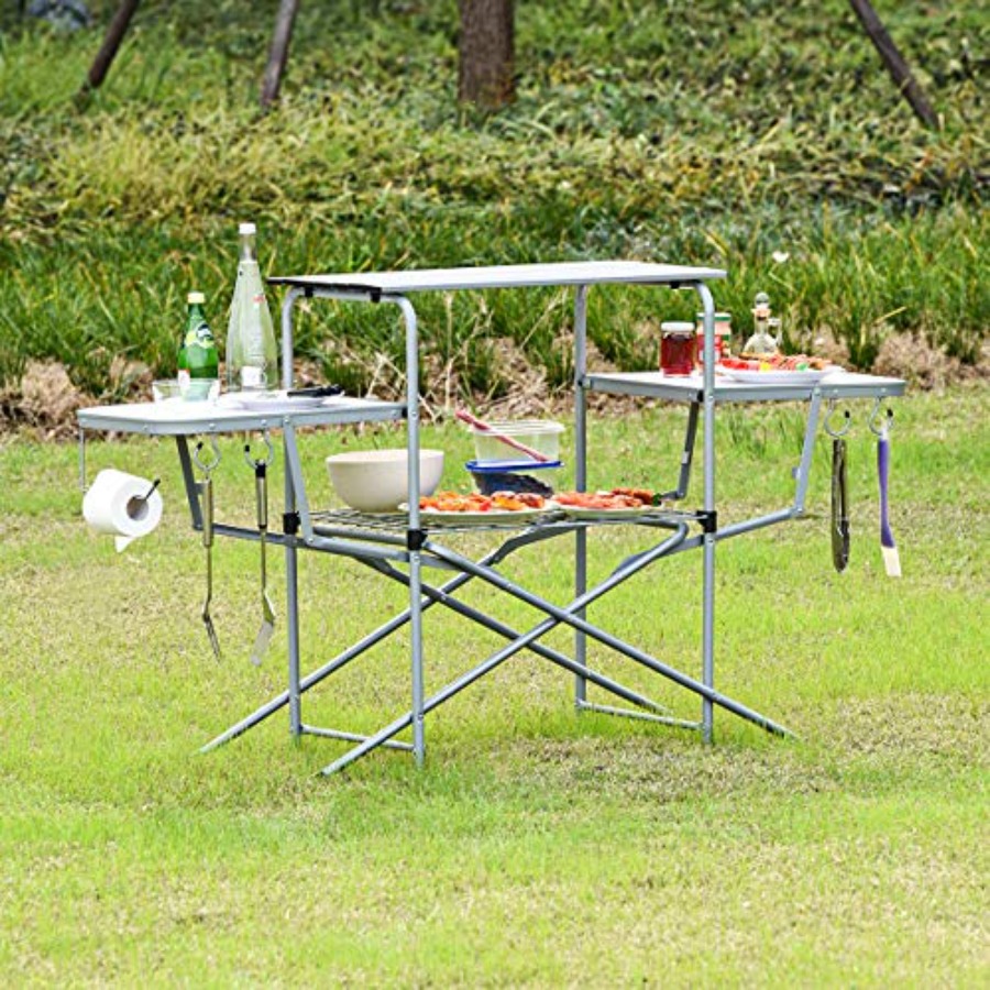 Folding Grill Table with 26''  – обзор и цена Outdoor Camping Kitchen Setup
