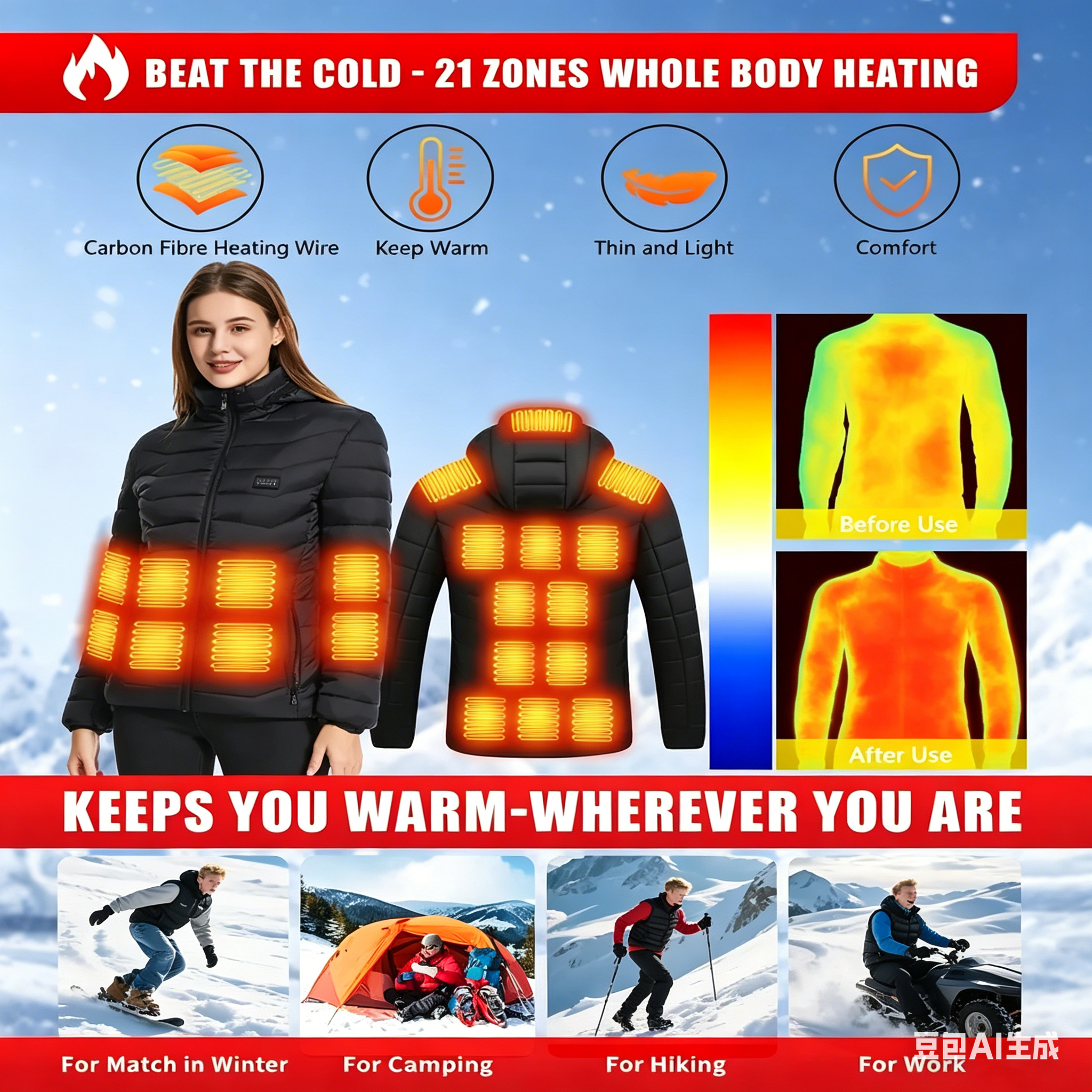 23 Areas Heating Jacket, Polye – обзор и цена Outdoor Camping Zone