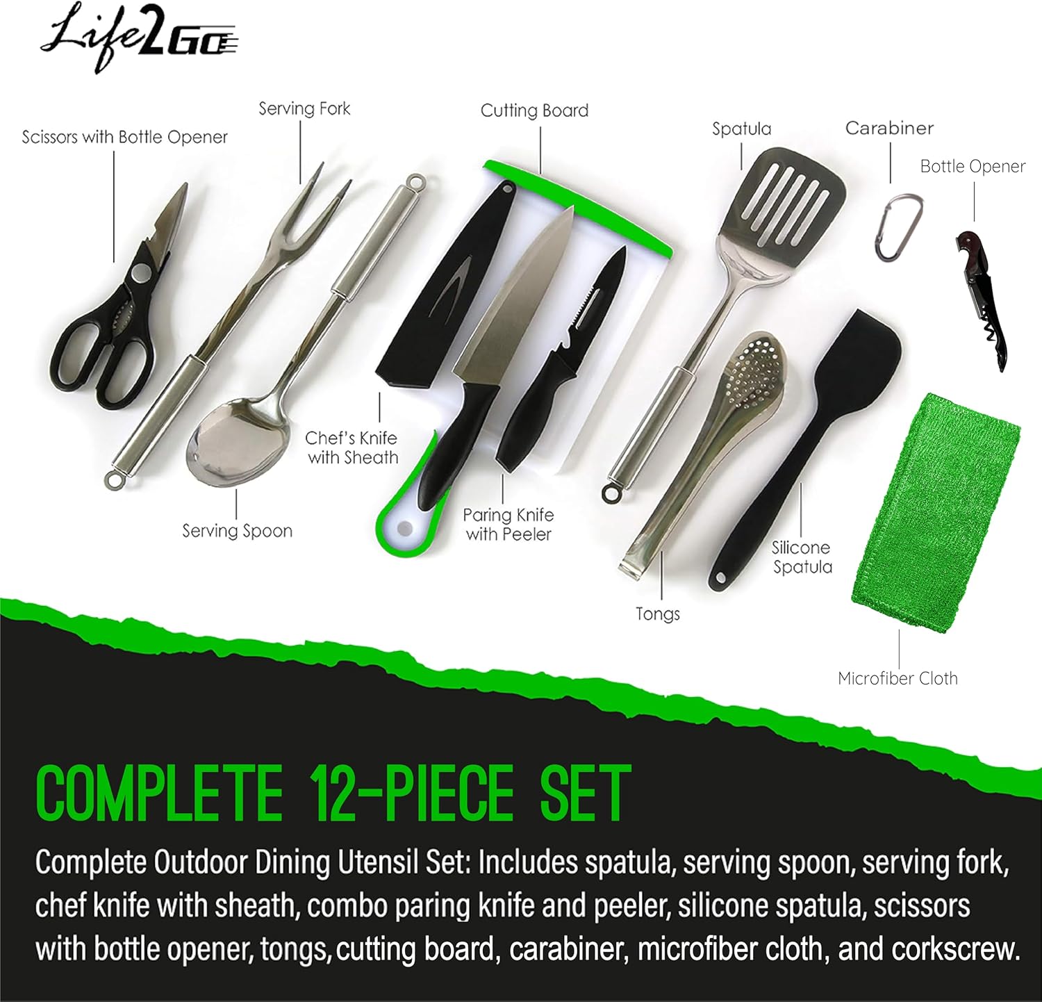 12 Pcs Camp Cooking Utensil Se – обзор и цена Outdoor Camping Utensils